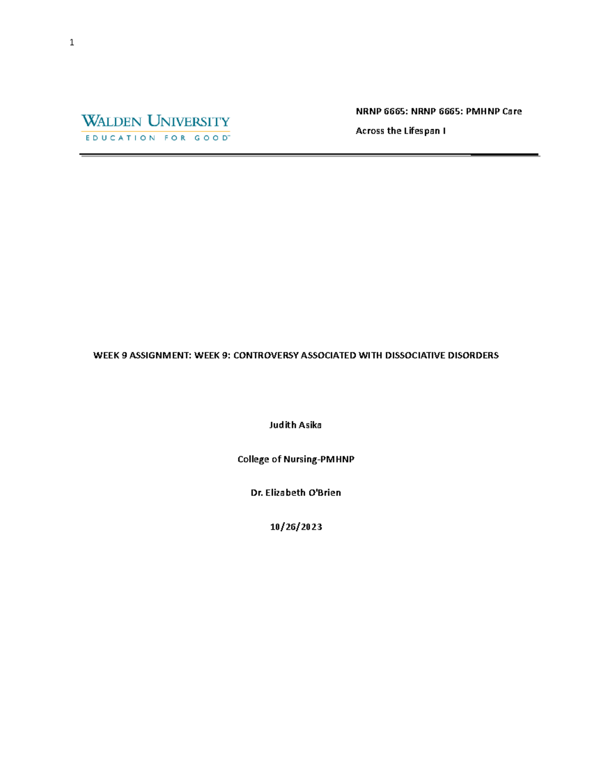 assignment controversy associated with dissociative disorders