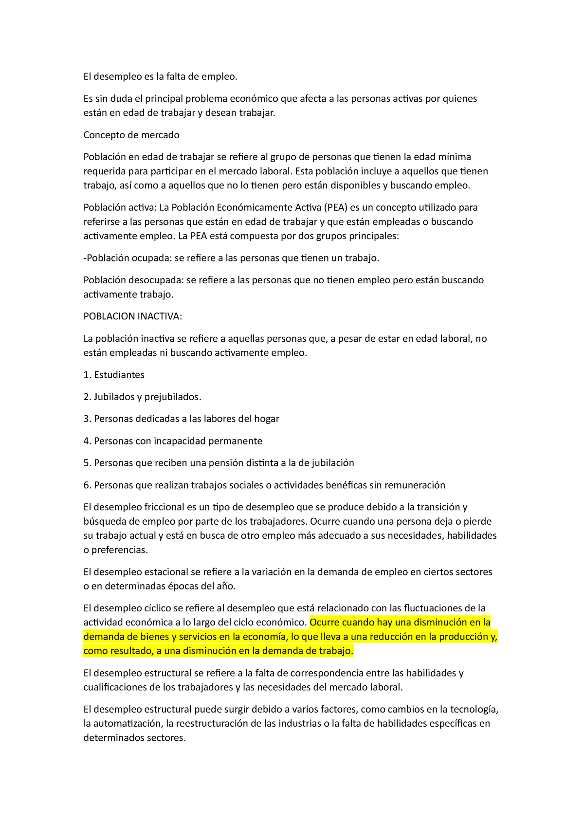 Desempleo - Resumen Macroeconomia - El desempleo es la falta de empleo ...