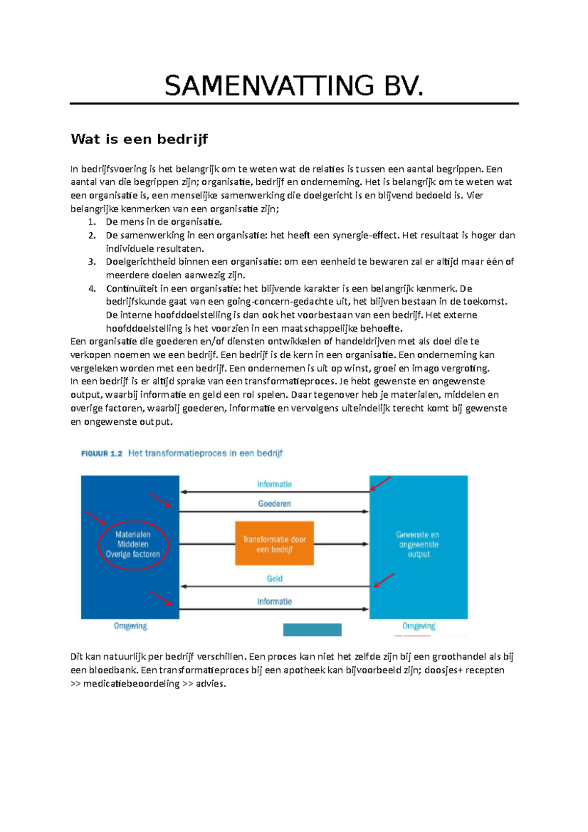 Bedrijfskunde Integraal/ Samenvatting BV 1- 8 - SAMENVATTING BV. Wat Is ...