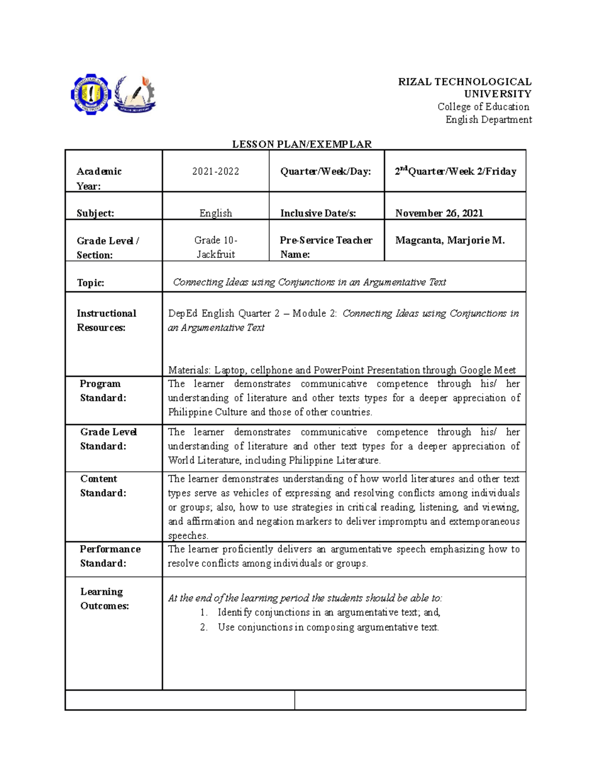 Revised Detailed- Lesson-PLAN- Magcanta- Marjorie-M - RIZAL ...