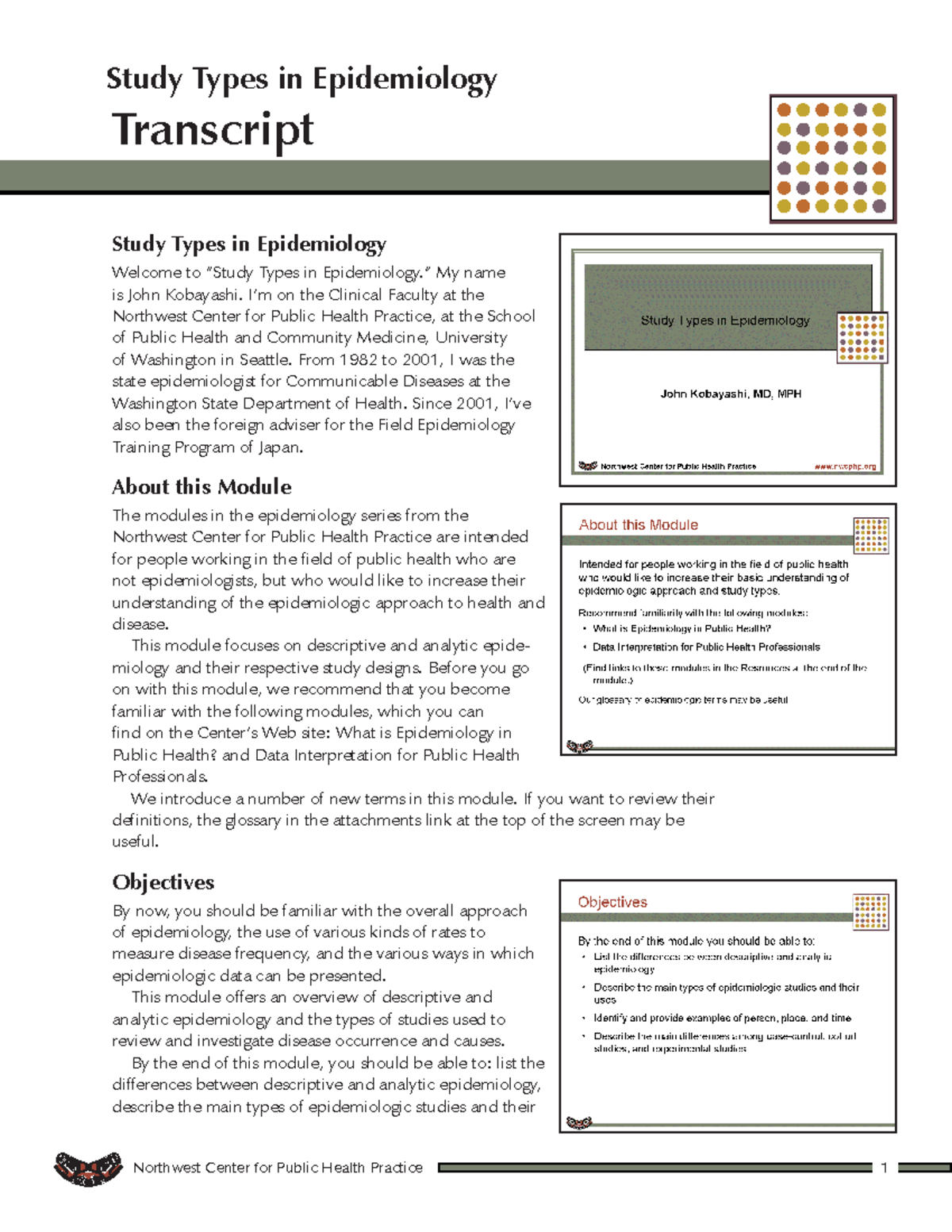 Study types transcript - Transcript Study Types in Epidemiology Welcome ...