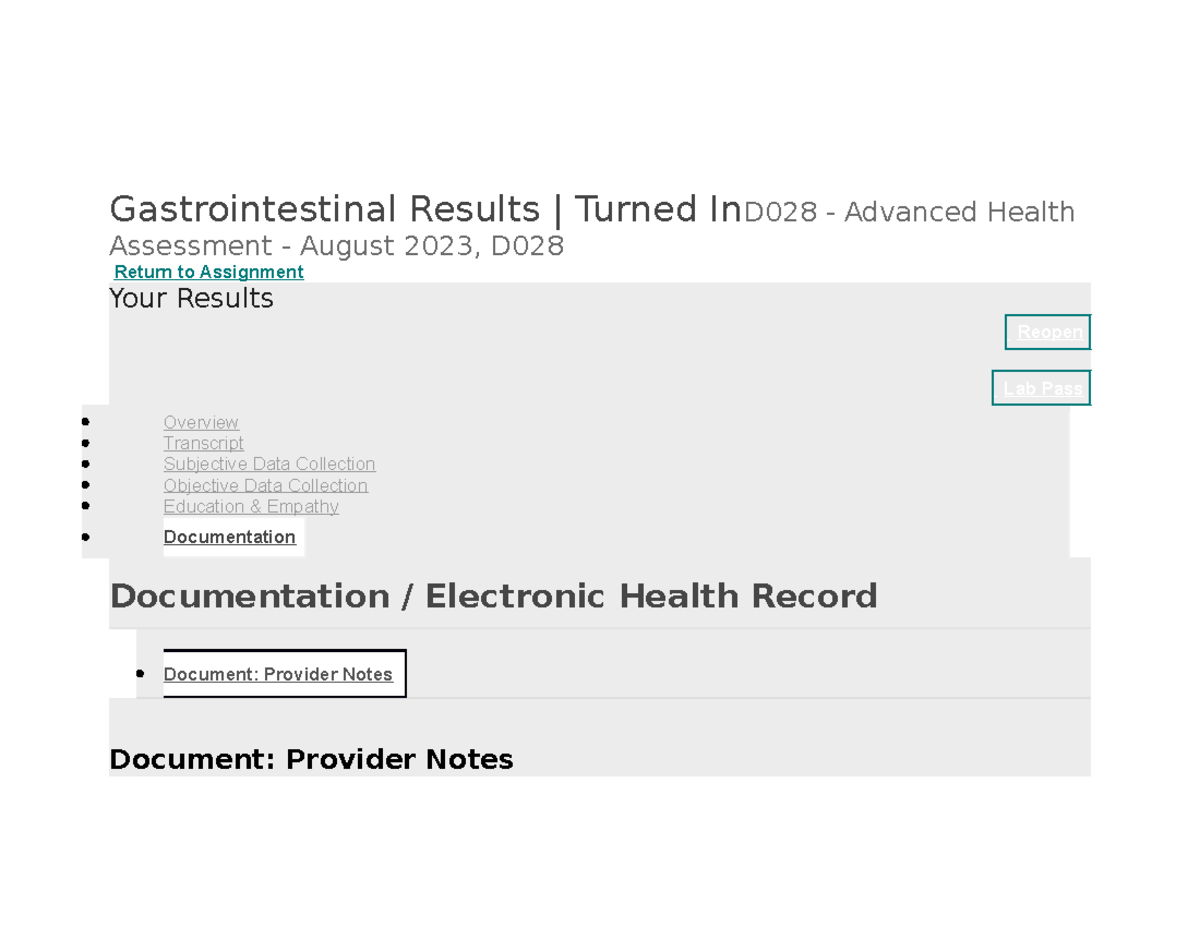 Shadow Health Gastrointestinal Documentation EHR Tina Jones