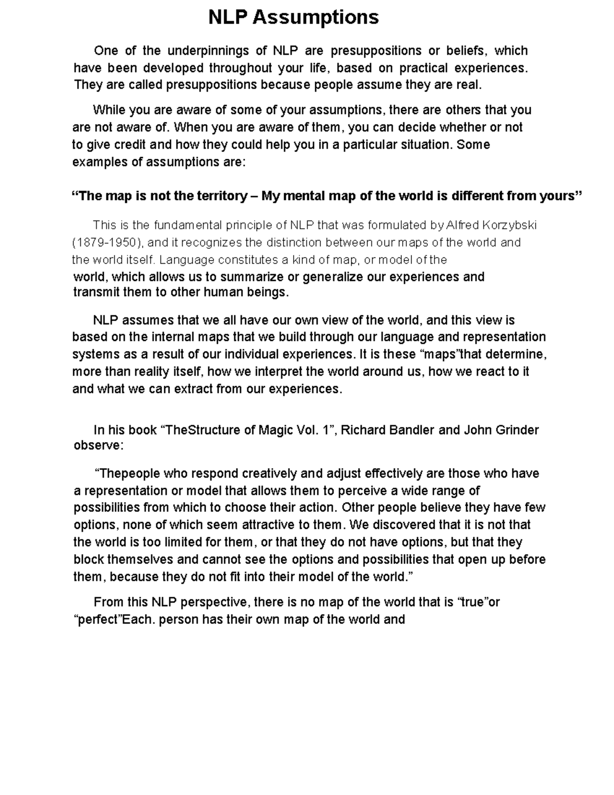 Note 12 - language - NLP Assumptions One of the underpinnings of NLP ...