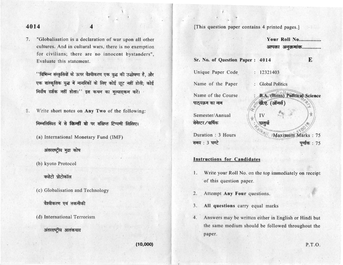 B - Question paper - 4014 4 [This question paper contains 4 printed ...