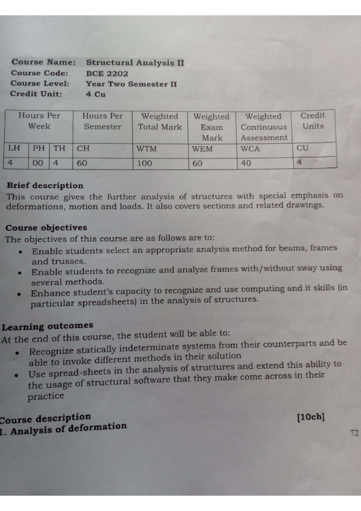 Course Content, Structural Analysis - Civil Engineering - Studocu