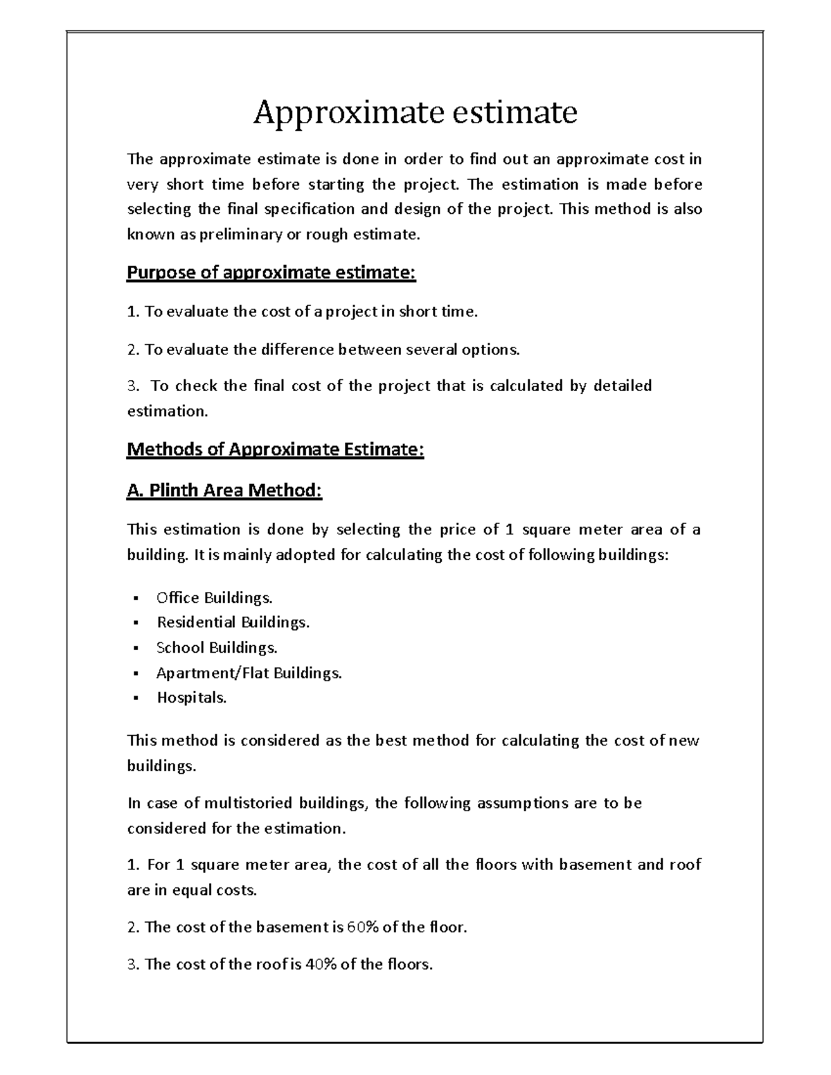 EAC mico project - Approximate estimate The approximate estimate is ...