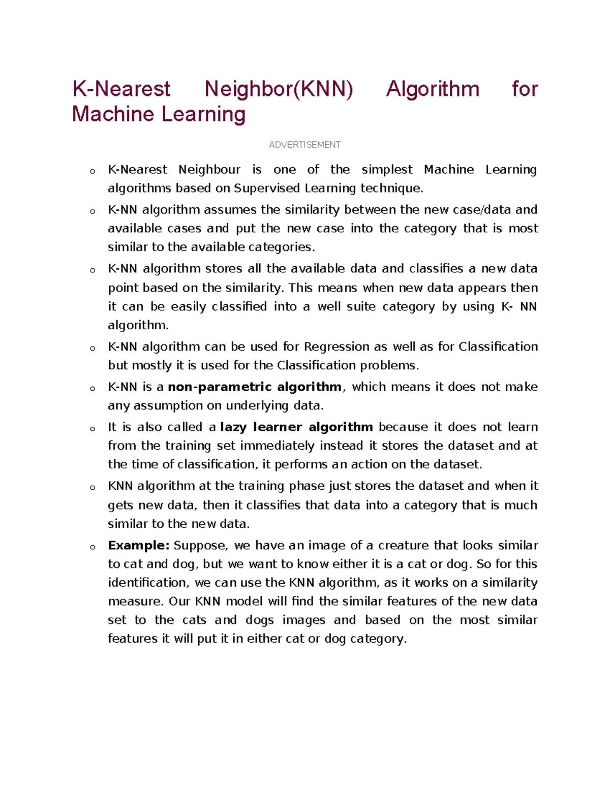 K nearest neighbor - K-Nearest Neighbor(KNN) Algorithm for Machine ...