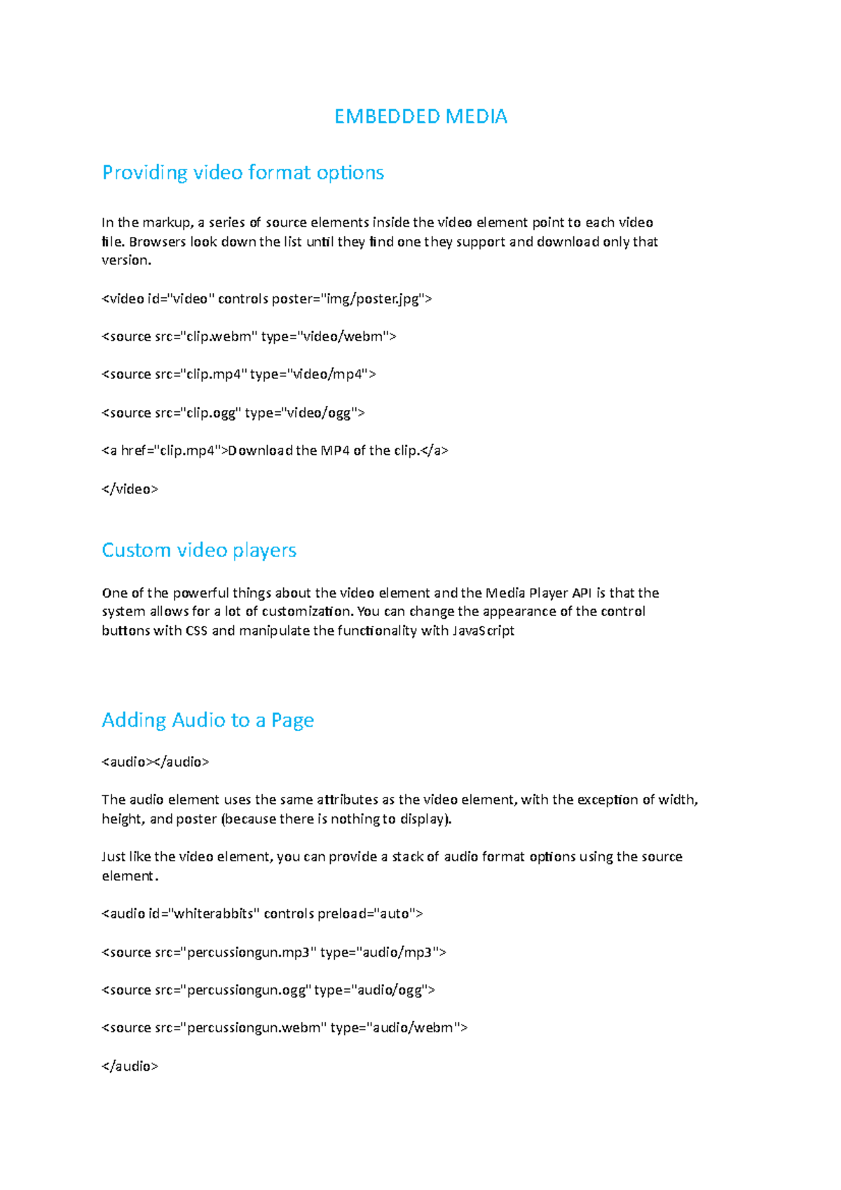 Embedded Media 1 - EMBEDDED MEDIA Providing video format options In the ...