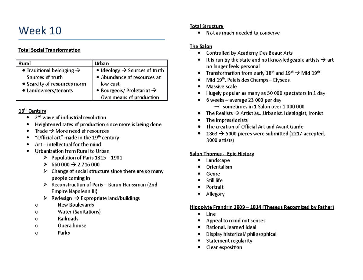 Week 10 - Lecture notes 10 - Week 10 Total Structure Not as much needed ...