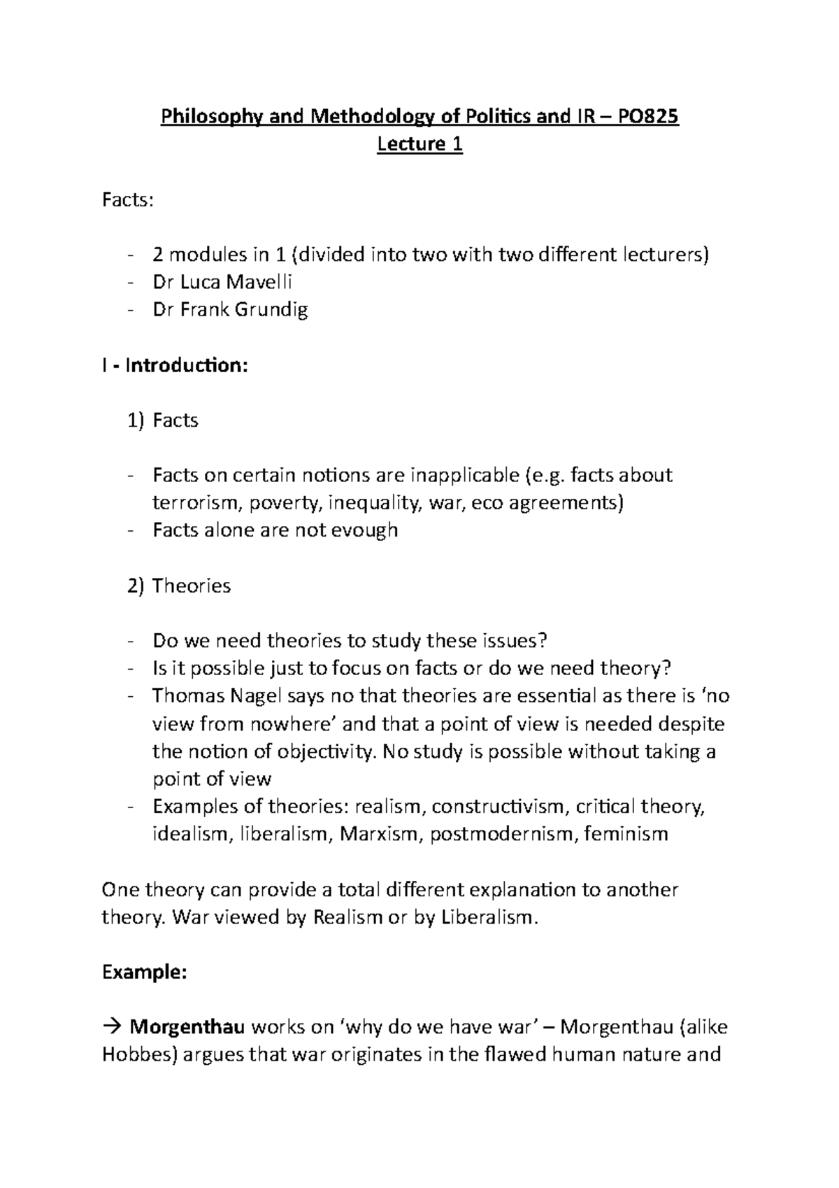 Lecture 1 - Introduction - Philosophy and Methodology of Politics and ...