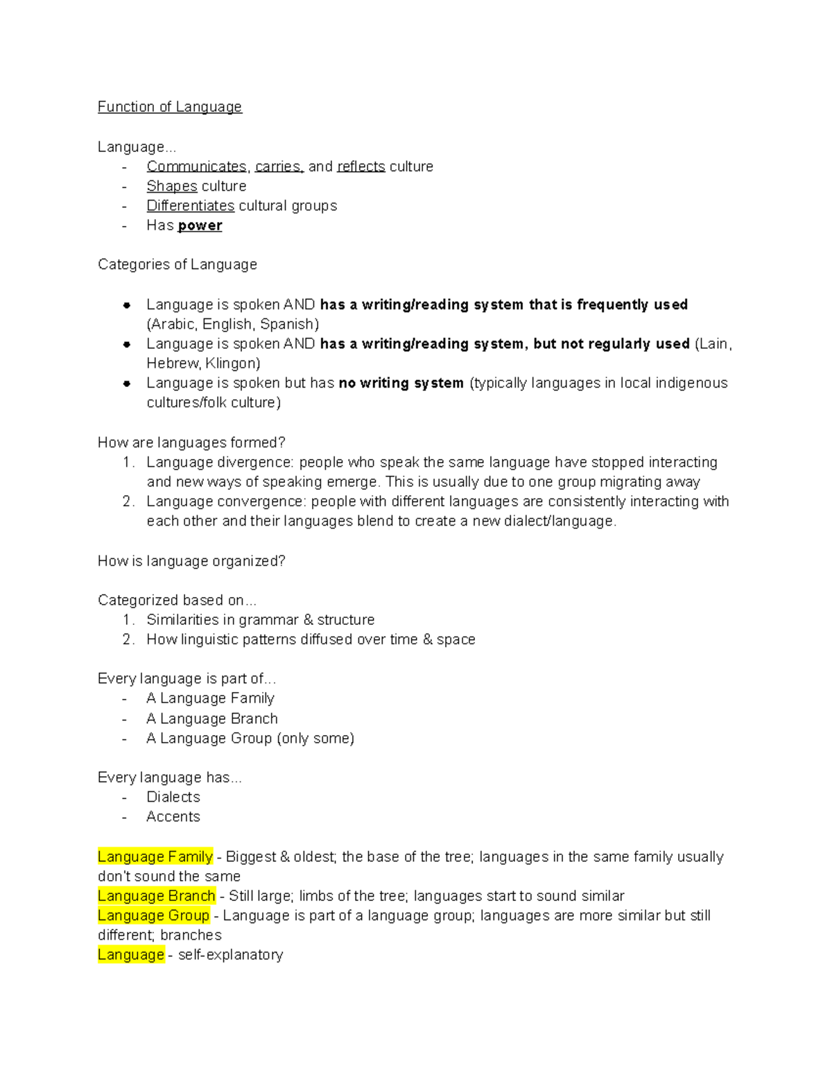 Languge Notes - Function of Language Language... - Communicates ...