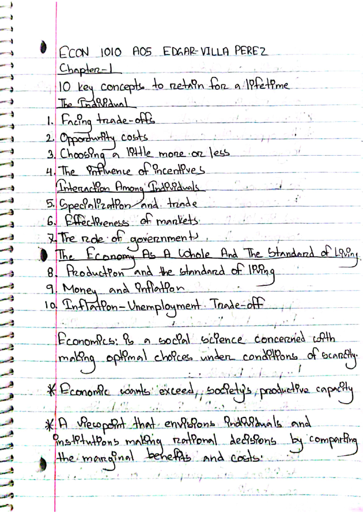 Chapter 1 - ECON 1010 - Studocu