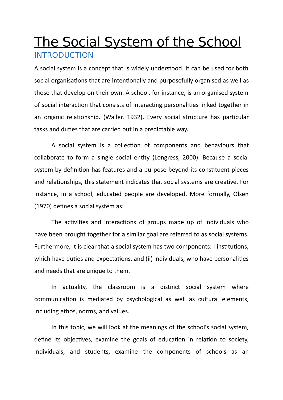 thesis on social systems