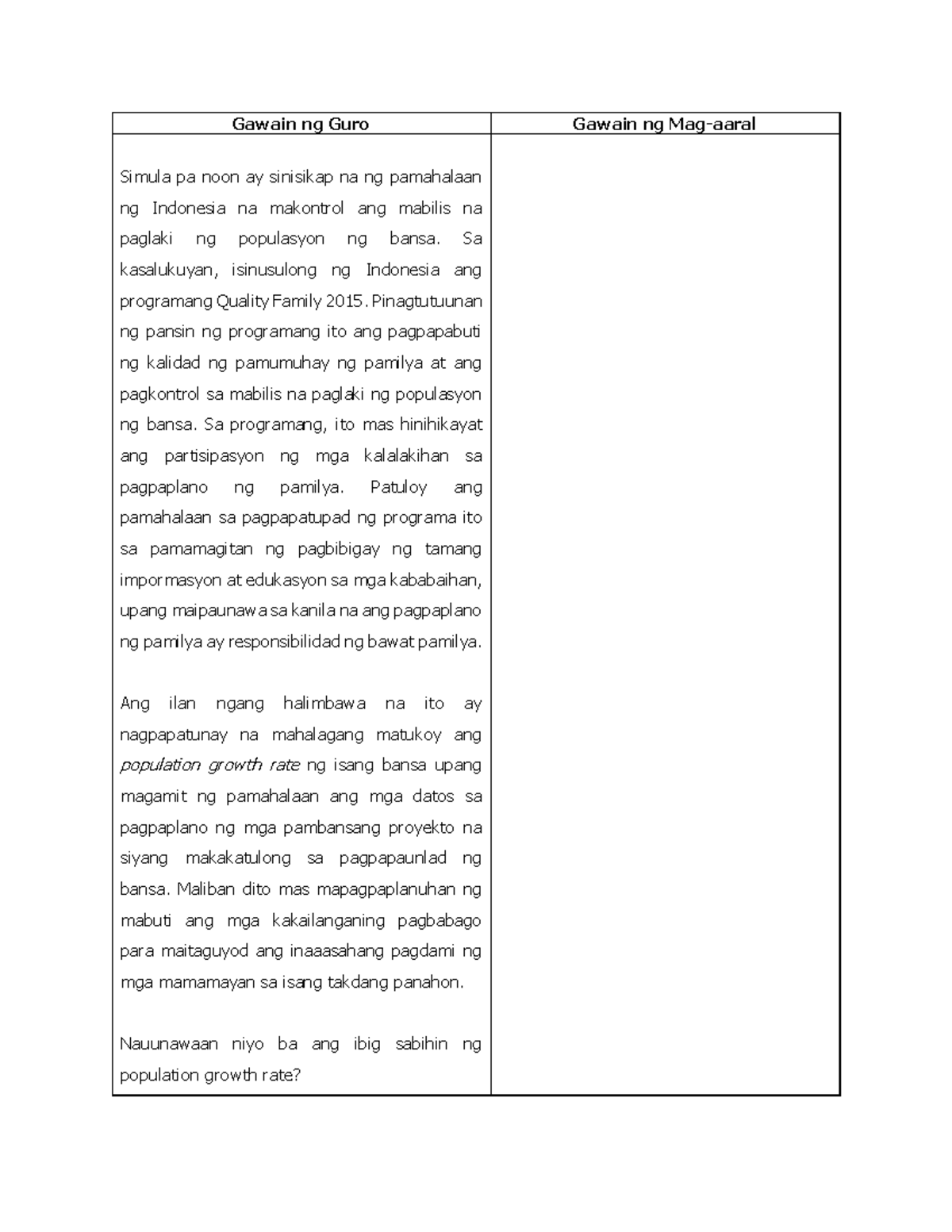 Lesson Plan Q1 M7 Yamang Tao Sa Asya Part 11 Gawain Ng Guro