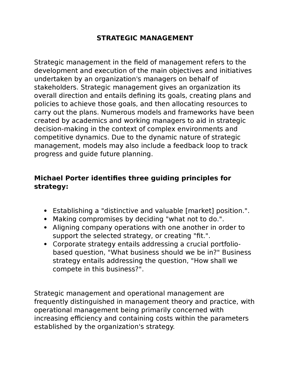 strategic management dissertation topics