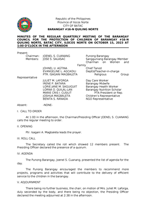 2023 Barangay Resolution NO. 2023-24 - Resolution Concurring THE ...