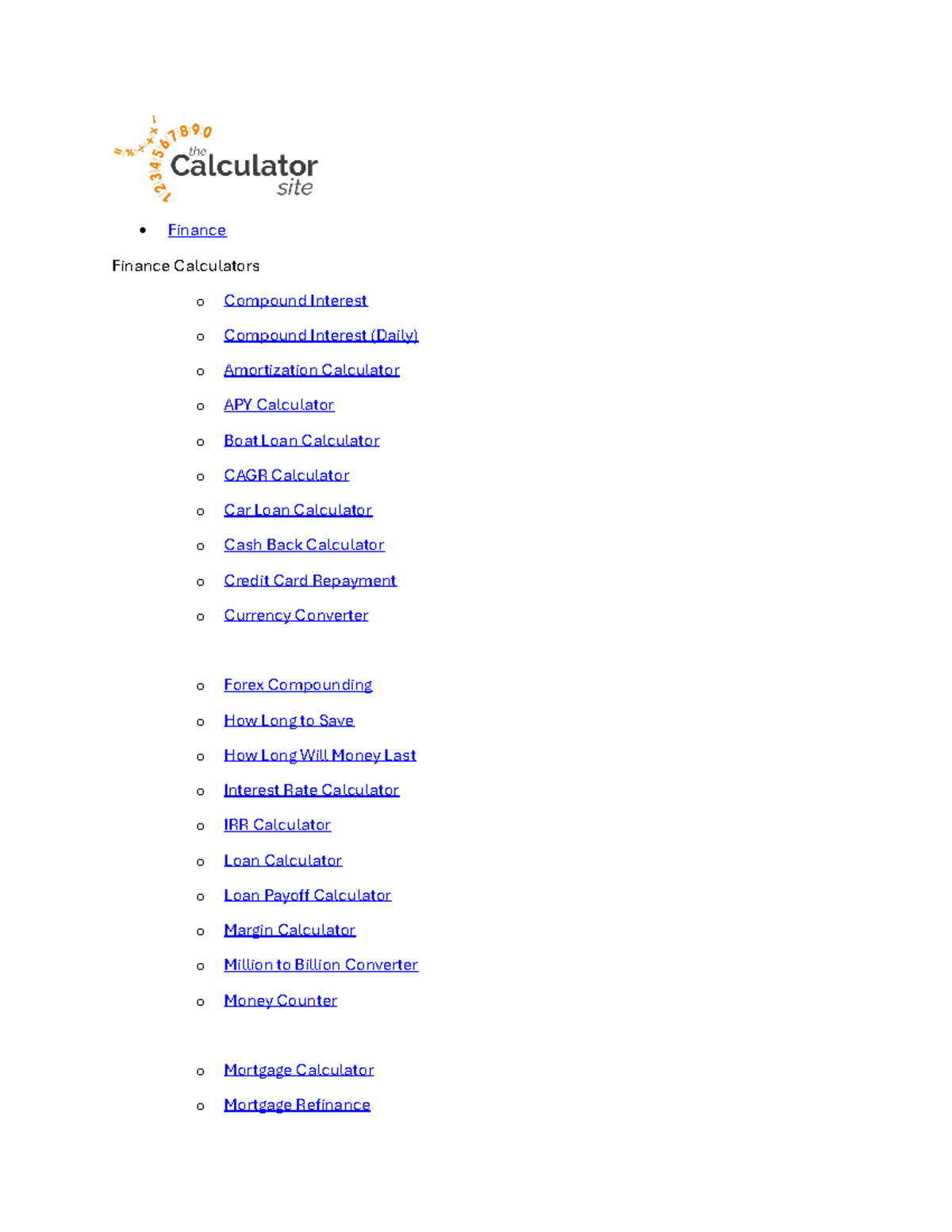 Finance - You can find out about The Calculator Site by visiting our ...