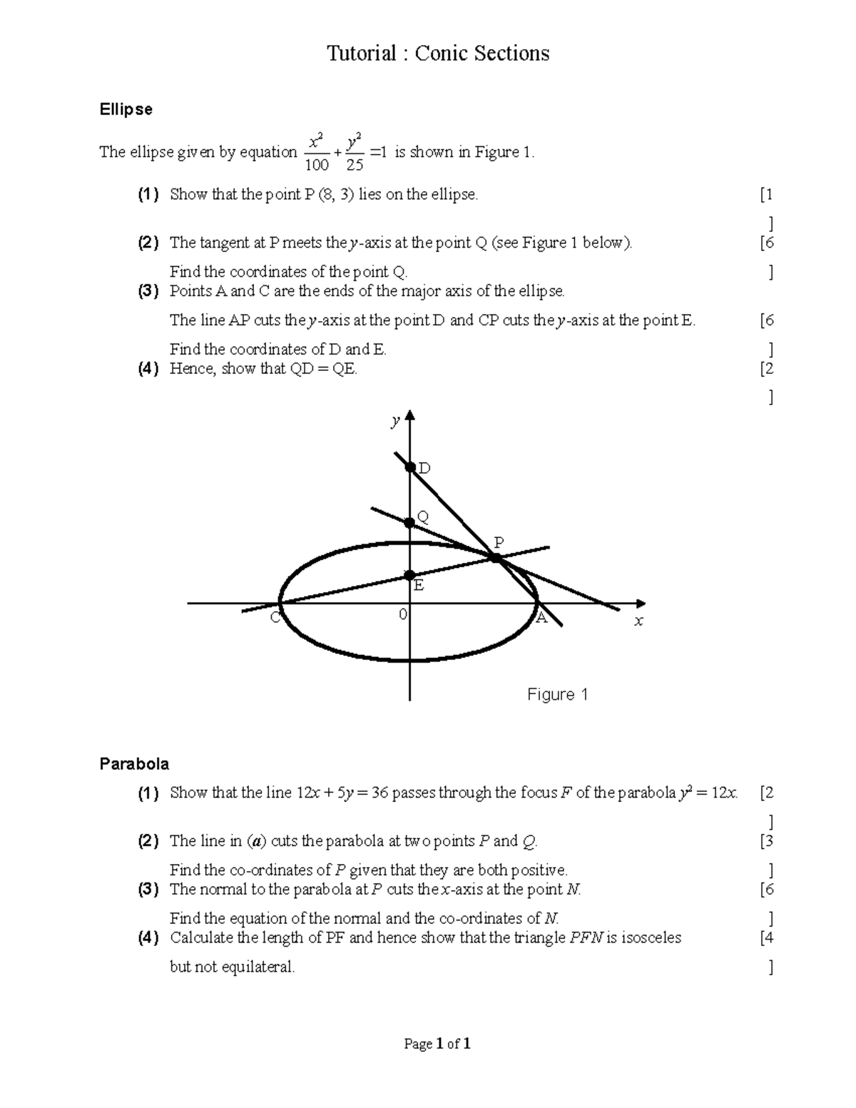 Tutorial- effea. efae efaef e - Tutorial : Conic Sections Ellipse The ...