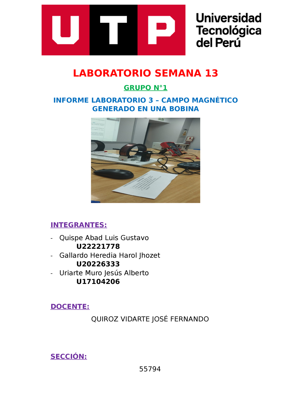 Laboratorio 3 Semana 13 01 Laboratorio Semana 13 Grupo N° Informe