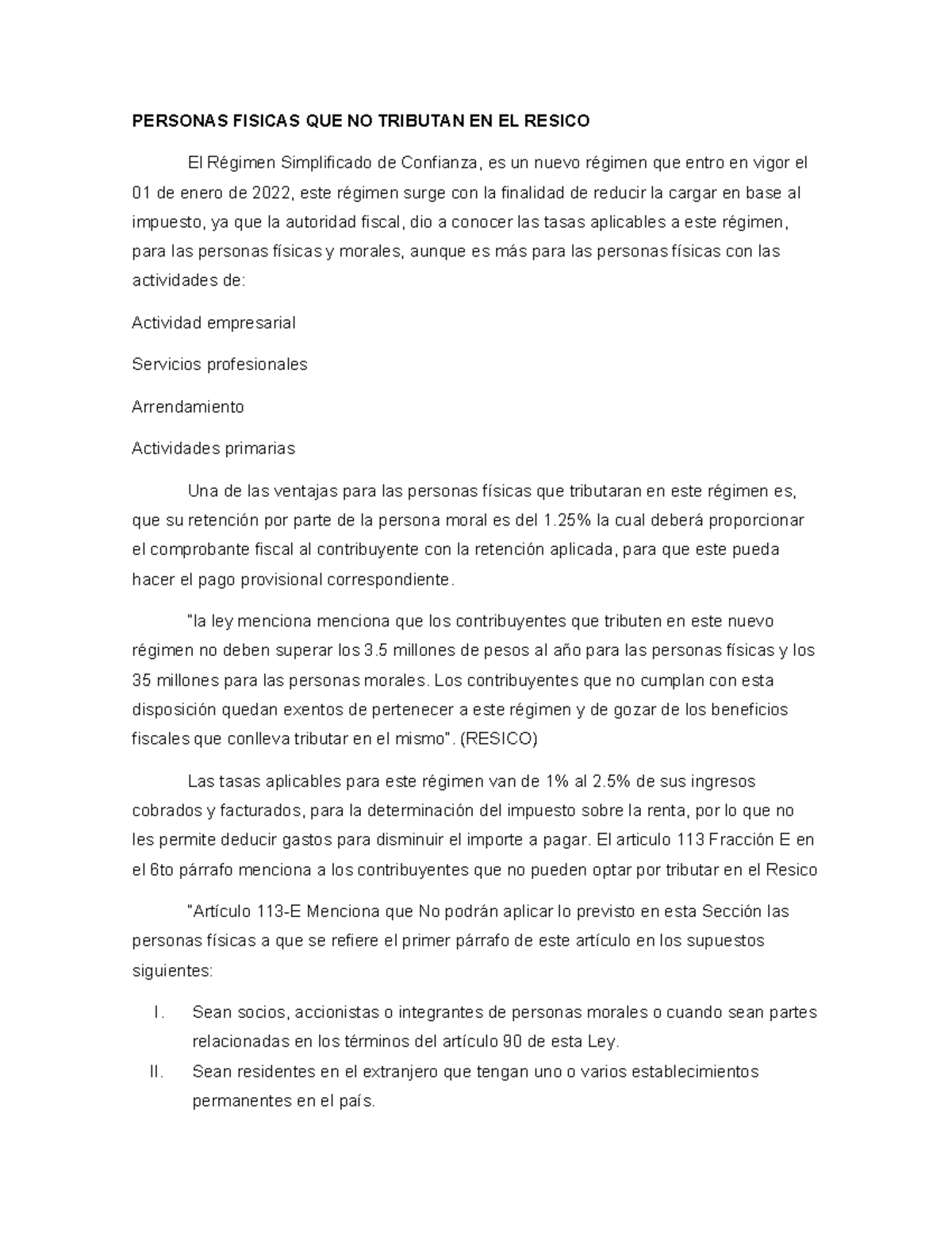 Resico - PERSONAS FISICAS QUE NO TRIBUTAN EN EL RESICO El Régimen ...