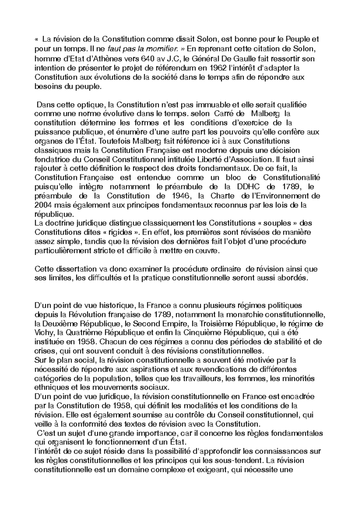 Revision constit partiel - « La révision de la Constitution comme ...