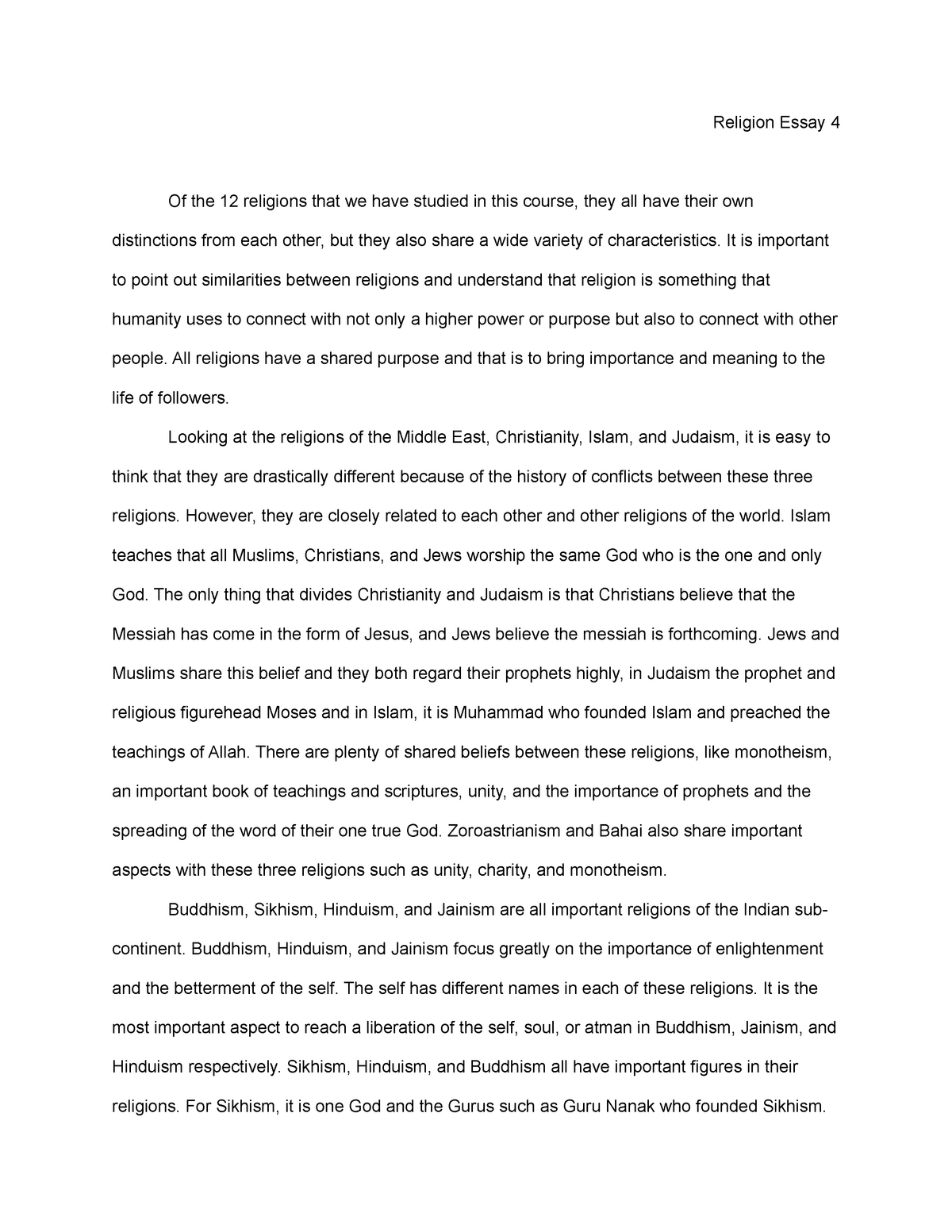 essay on our religions
