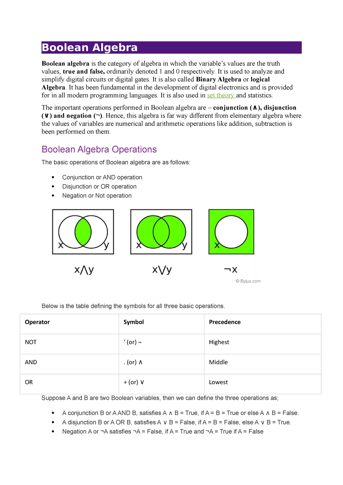 Boolean Algebra - LECTURE NOTES - Boolean Algebra Boolean Algebra Is ...