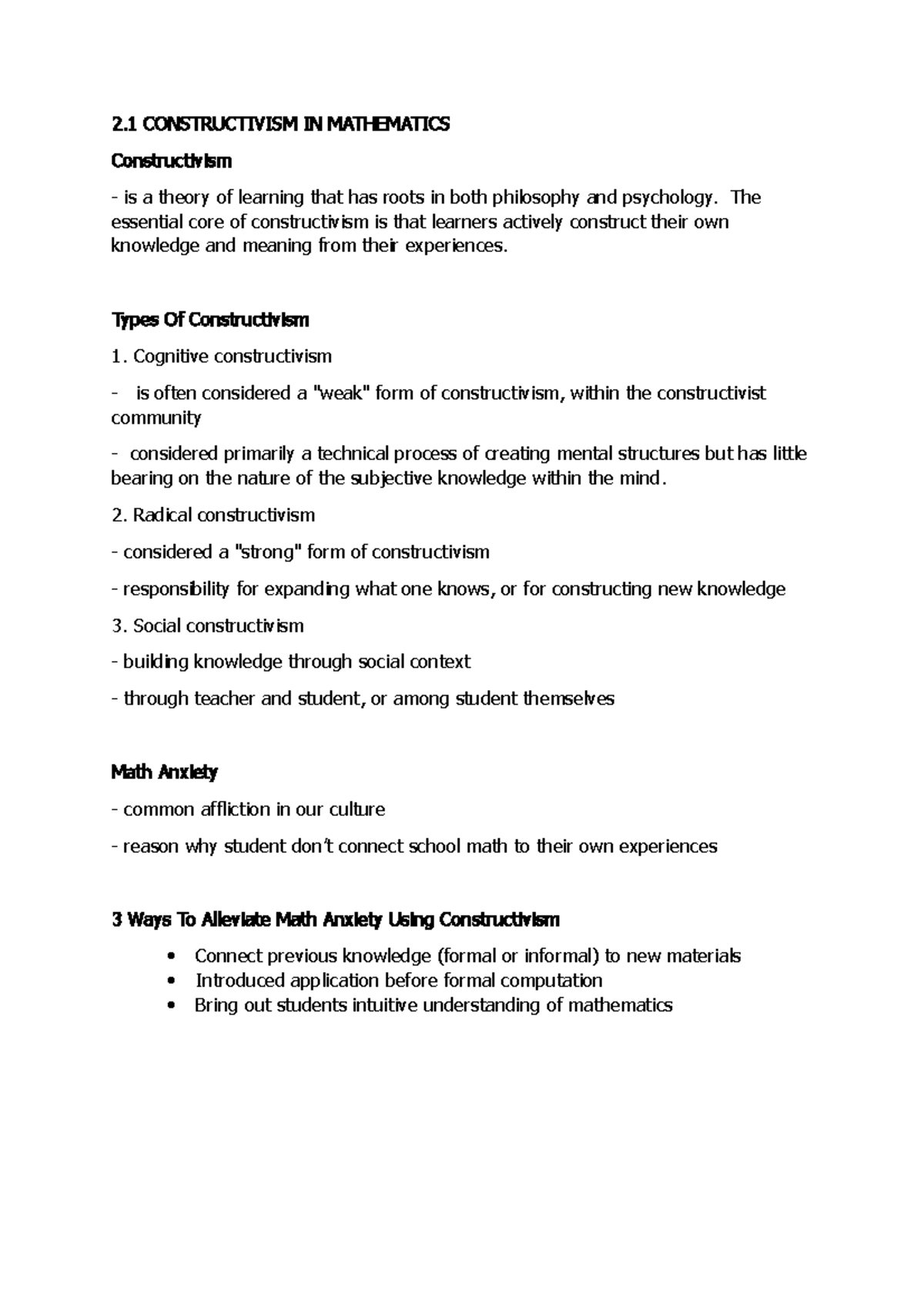 AS19 Unit 2 Principles and strategies in teaching math - 2. 1 ...