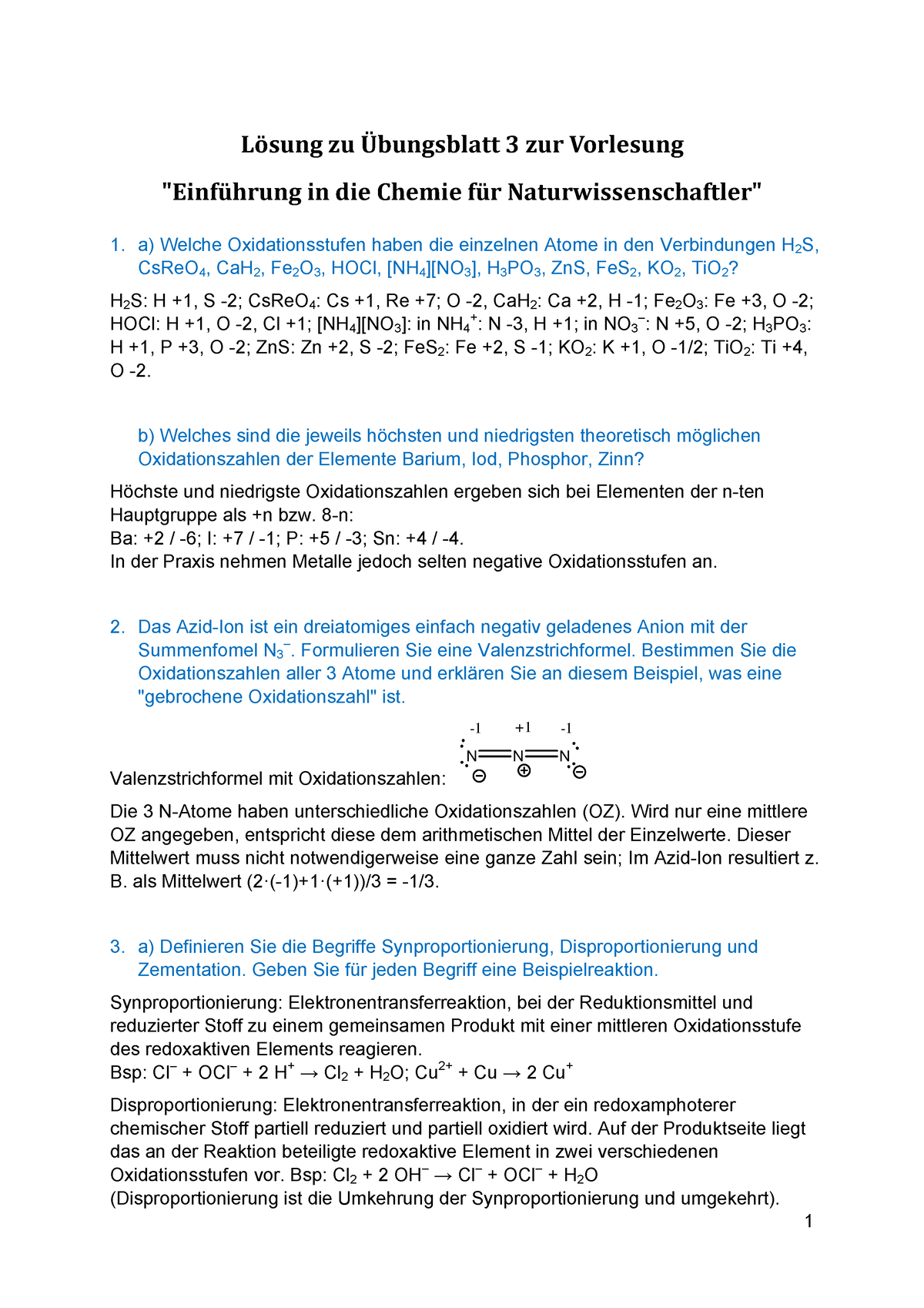 Uebungsblatt 4 Loesung - Lˆsung Zu ‹bungsblatt 3 Zur Vorlesung "Einf ...