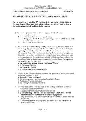 Auditing Case Study Part 1 - Write Answers To Each Of The Five (5 ...