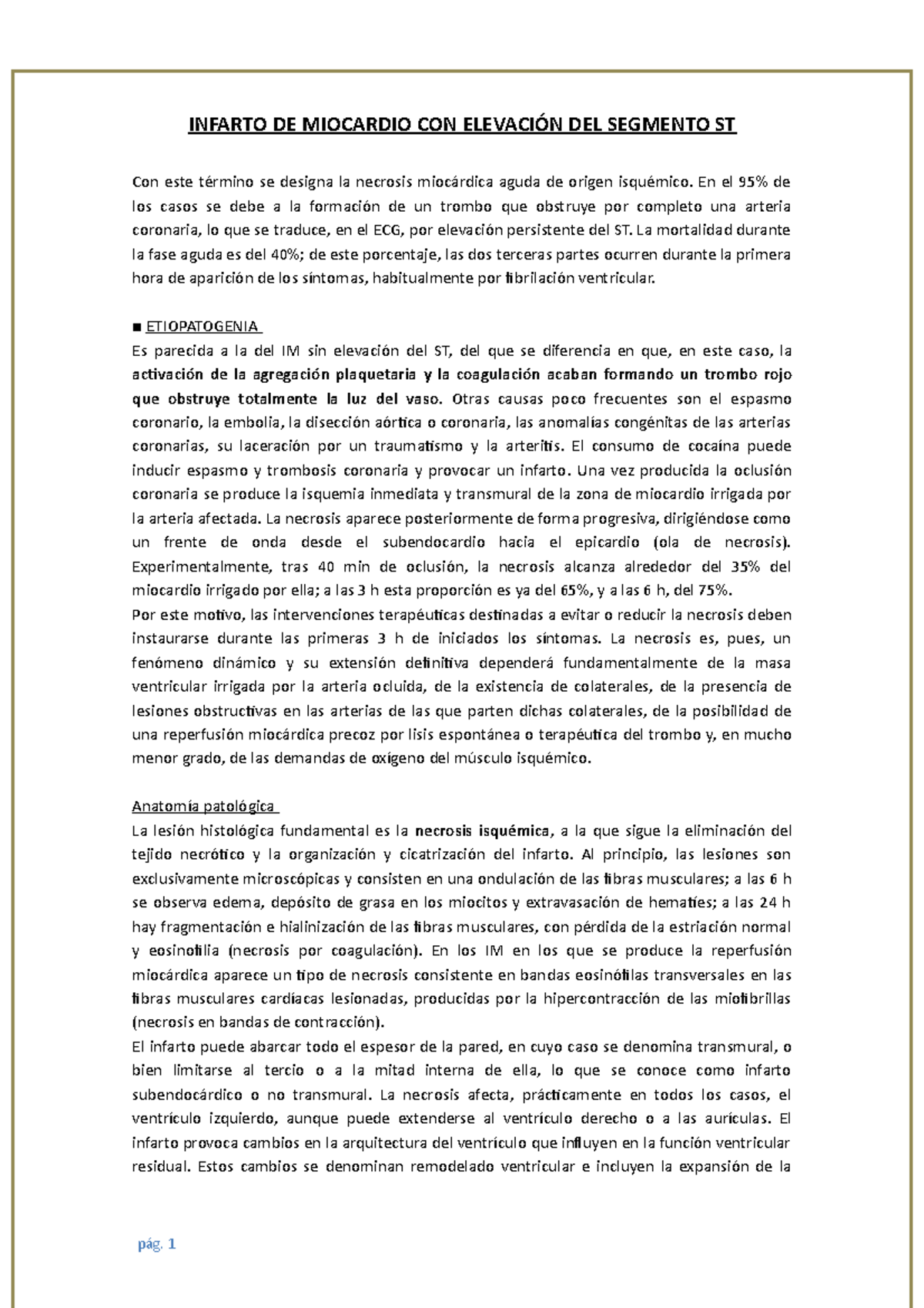 Infarto DE Miocardio CON Elevación DEL Segmento ST - INFARTO DE ...