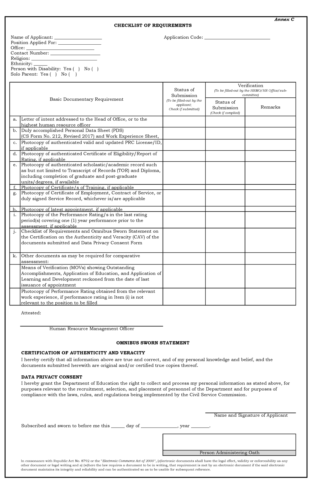 Annex-C Checklist-of-Requirements 2 - Annex C Name of Applicant ...