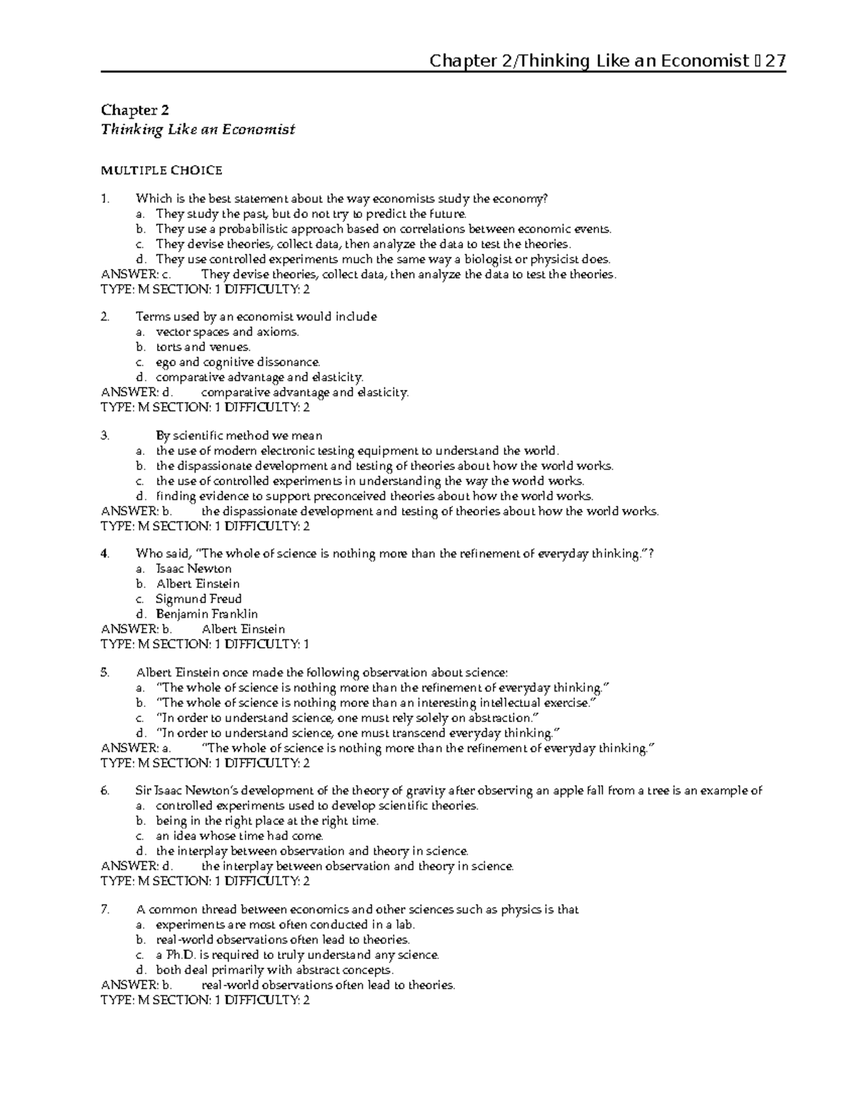 Chapter 2 econ - class notes plus practice exam - Chapter 2 Thinking ...