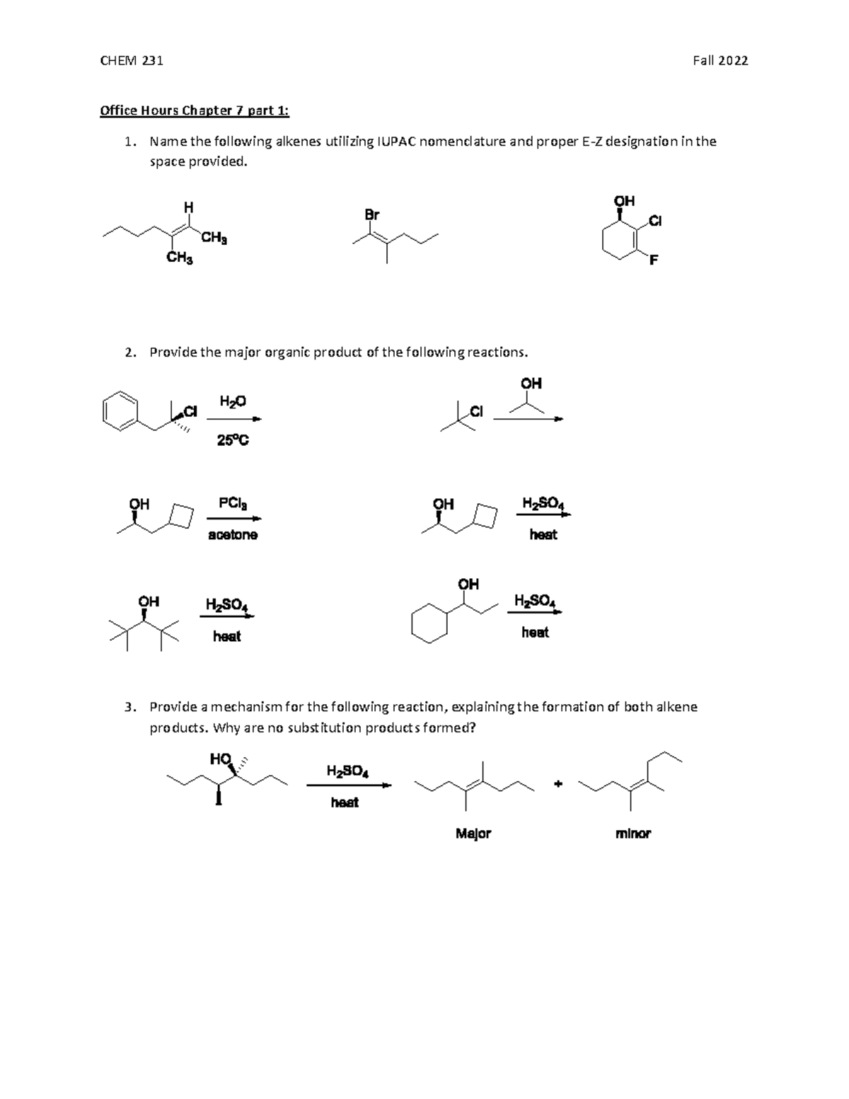 Extra Practice Ch 7 - Chem 231 - CHEM 231 Fall 2022 Office Hours ...