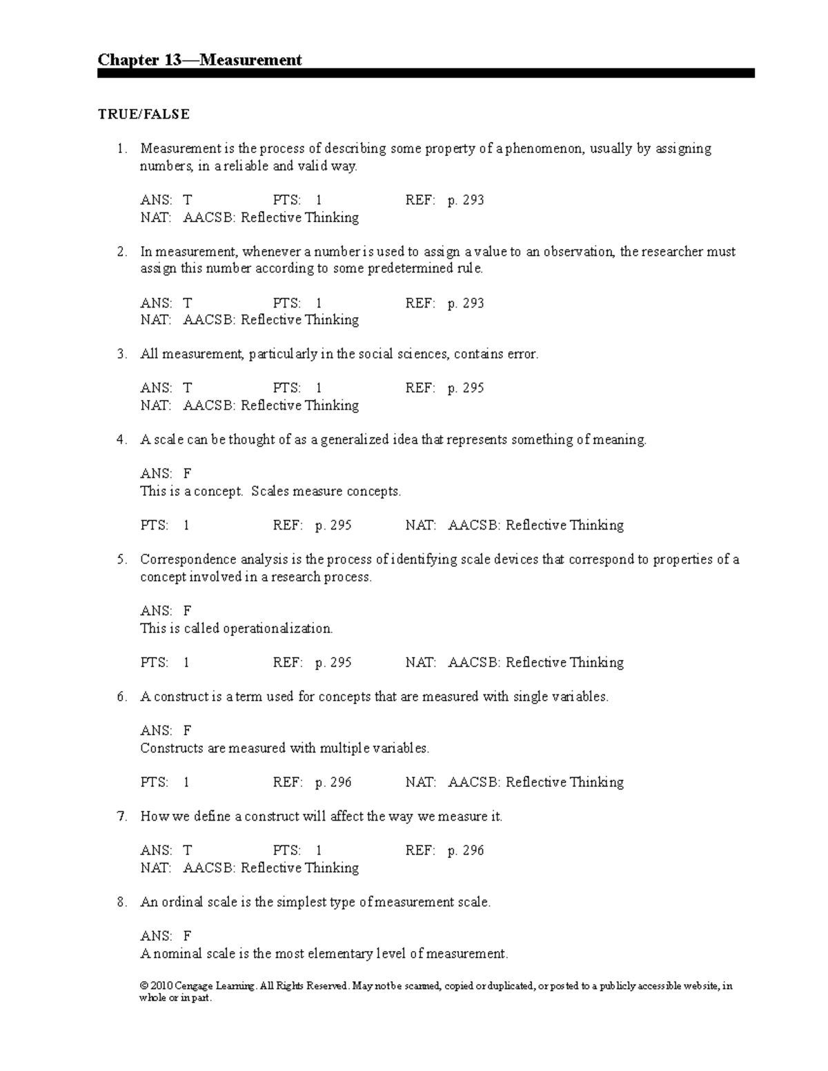 Ch13 Test Bank Chapter 13—Measurement TRUE/FALSE Measurement is the