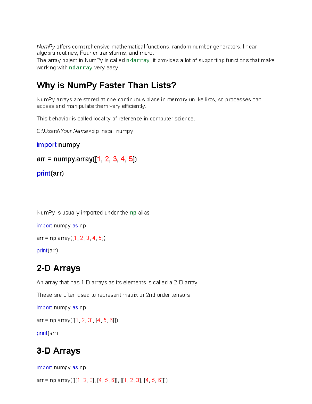 Num Py - For project - NumPy offers comprehensive mathematical ...