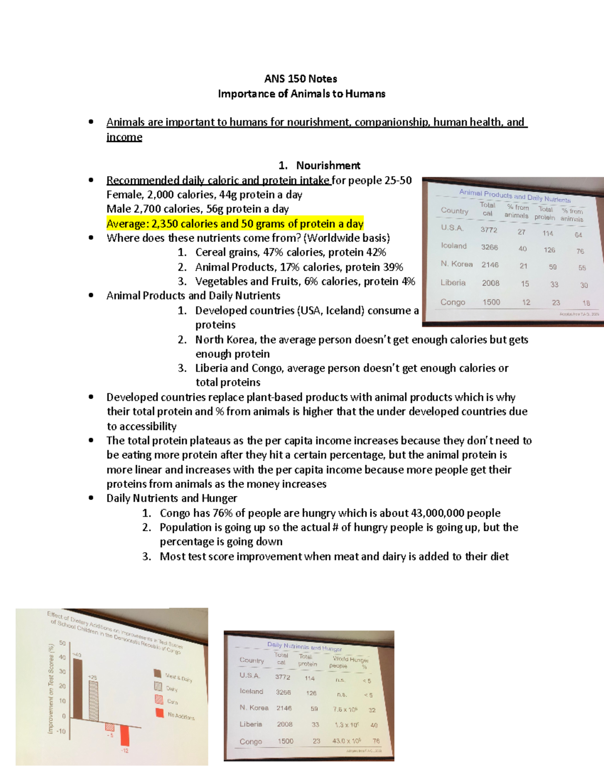 Importance of Animals to Humans Notes ANS 150 Notes Importance of