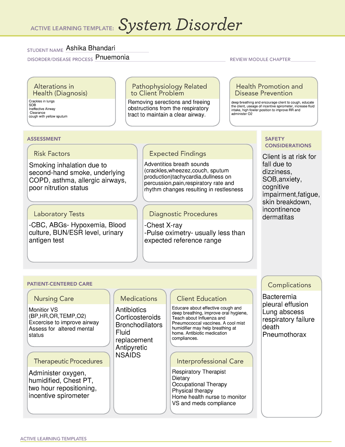System Disorder assignment - ACTIVE LEARNING TEMPLATES System Disorder ...