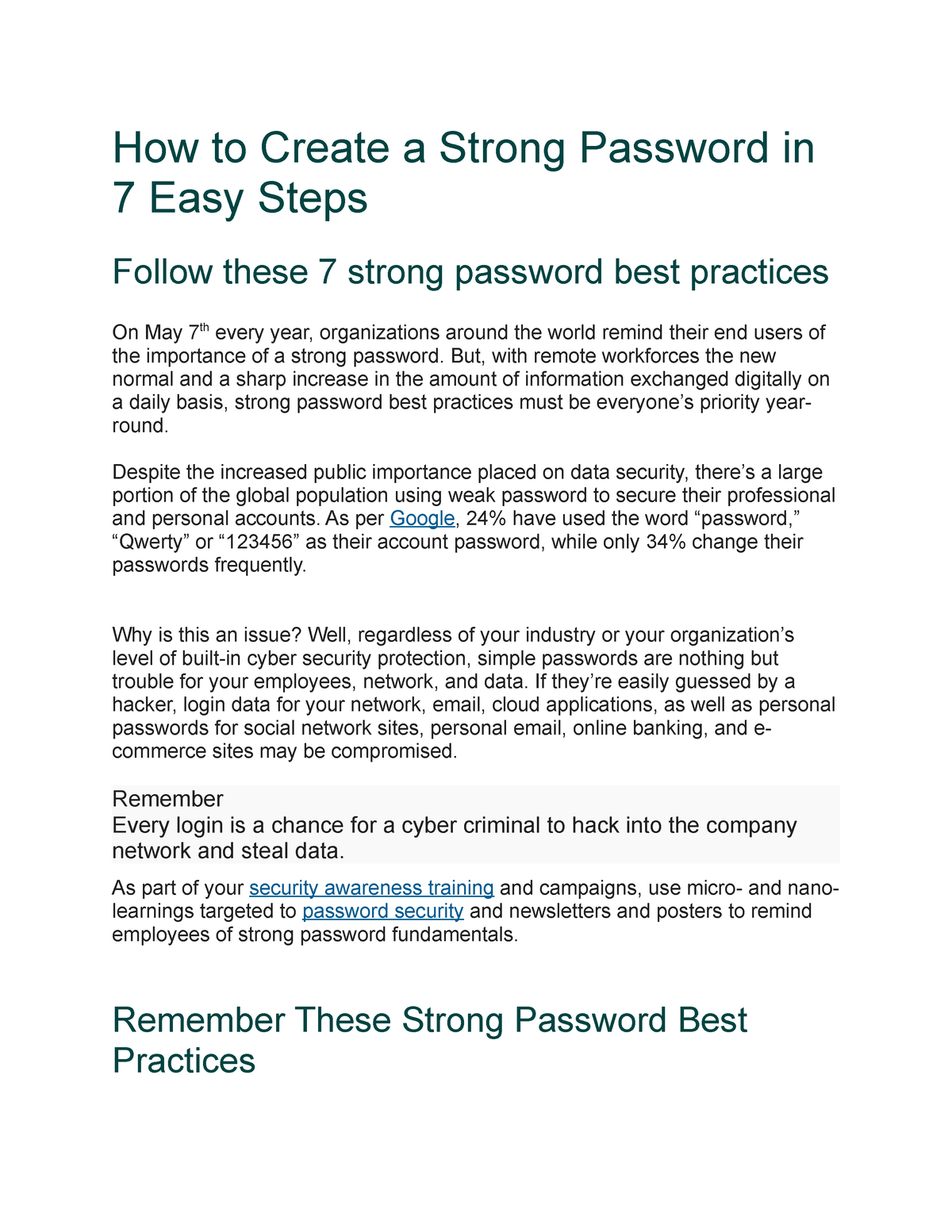 Question 1 - Good! - How To Create A Strong Password In 7 Easy Steps ...