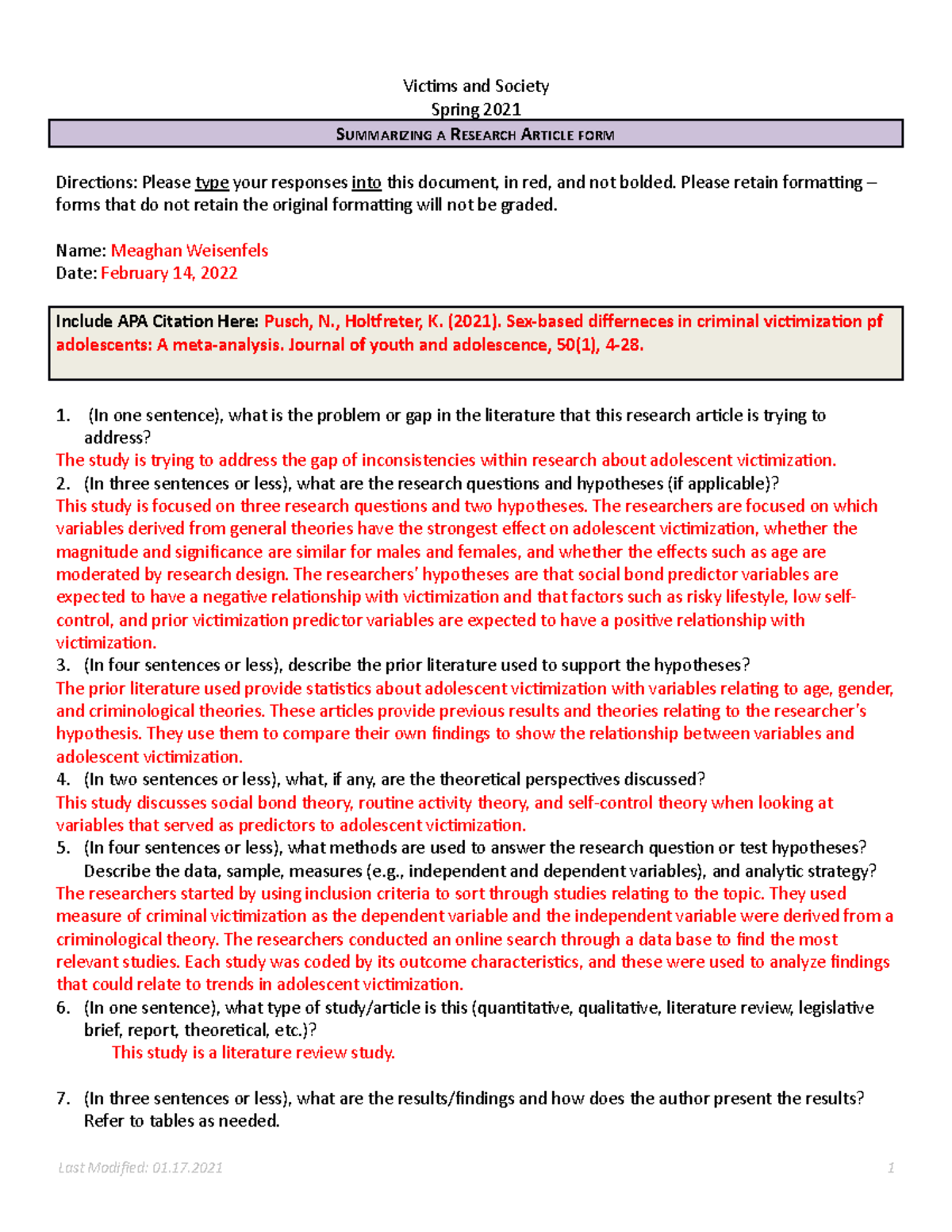 Article Form 1 SOCI 425 - Victims and Society Spring 2021 SUMMARIZING A ...