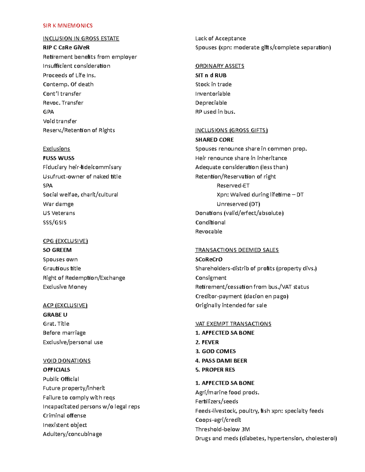 TAX Mnemonics by Sir K - A helpful guide while studying Tax ...