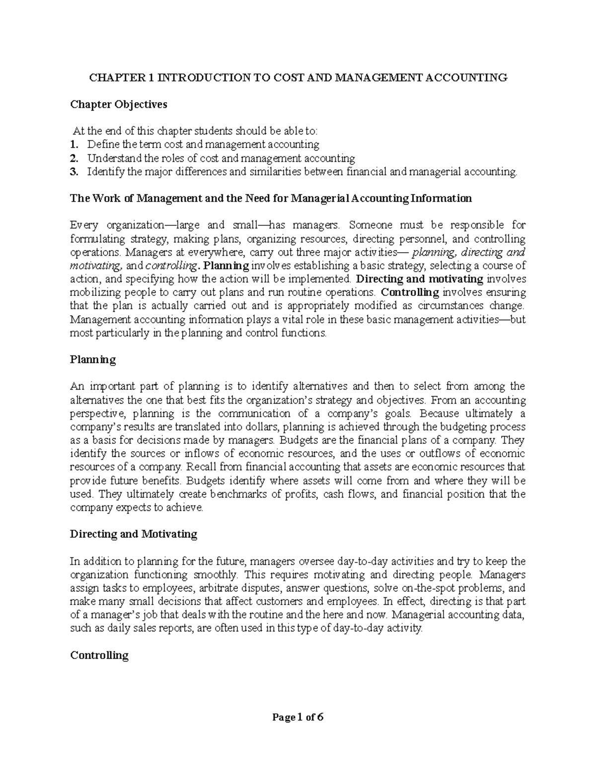 Chapter 1 Introduction TO COST AND Management Accounting - CHAPTER 1 ...