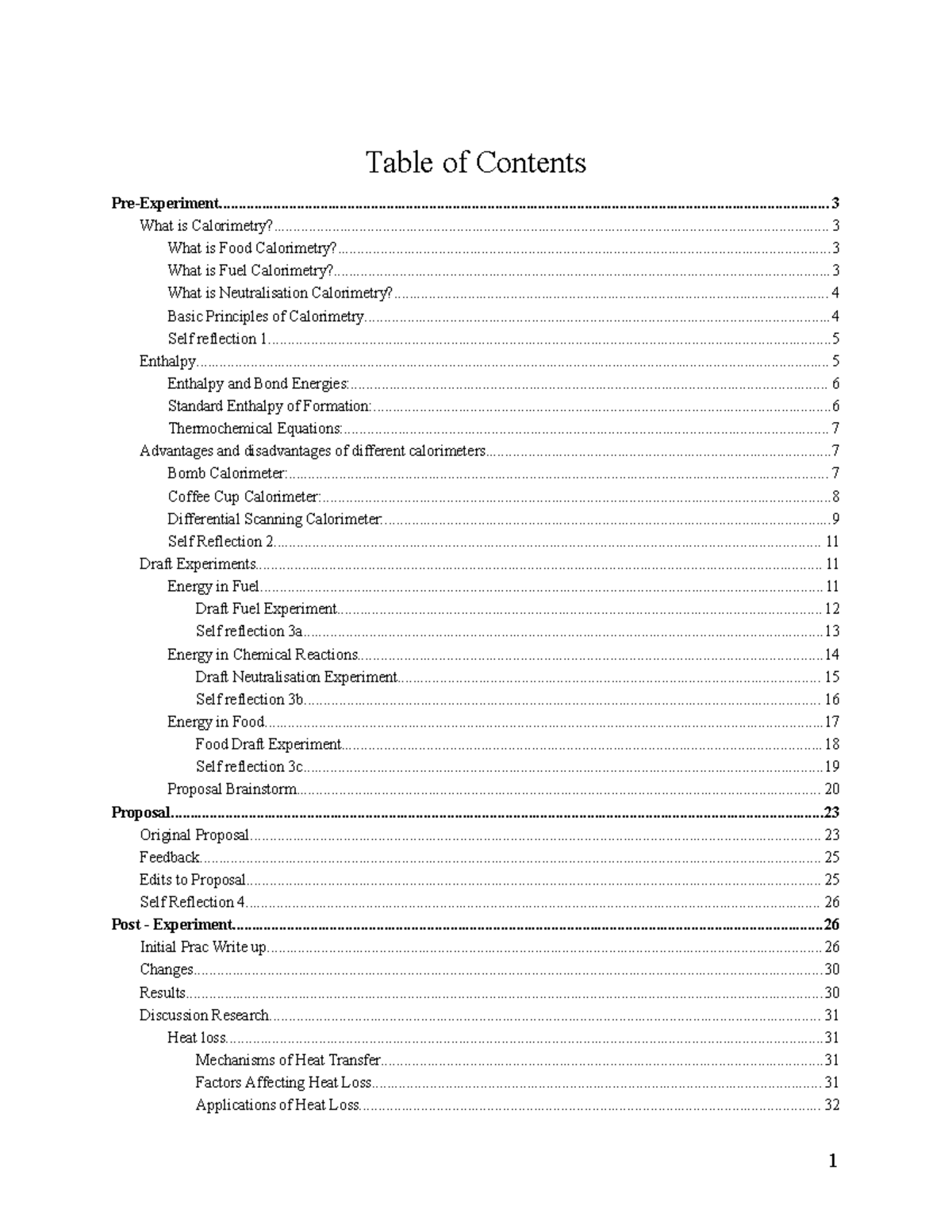 Chem Depth Study Log book 2023 - Table of Contents - Studocu