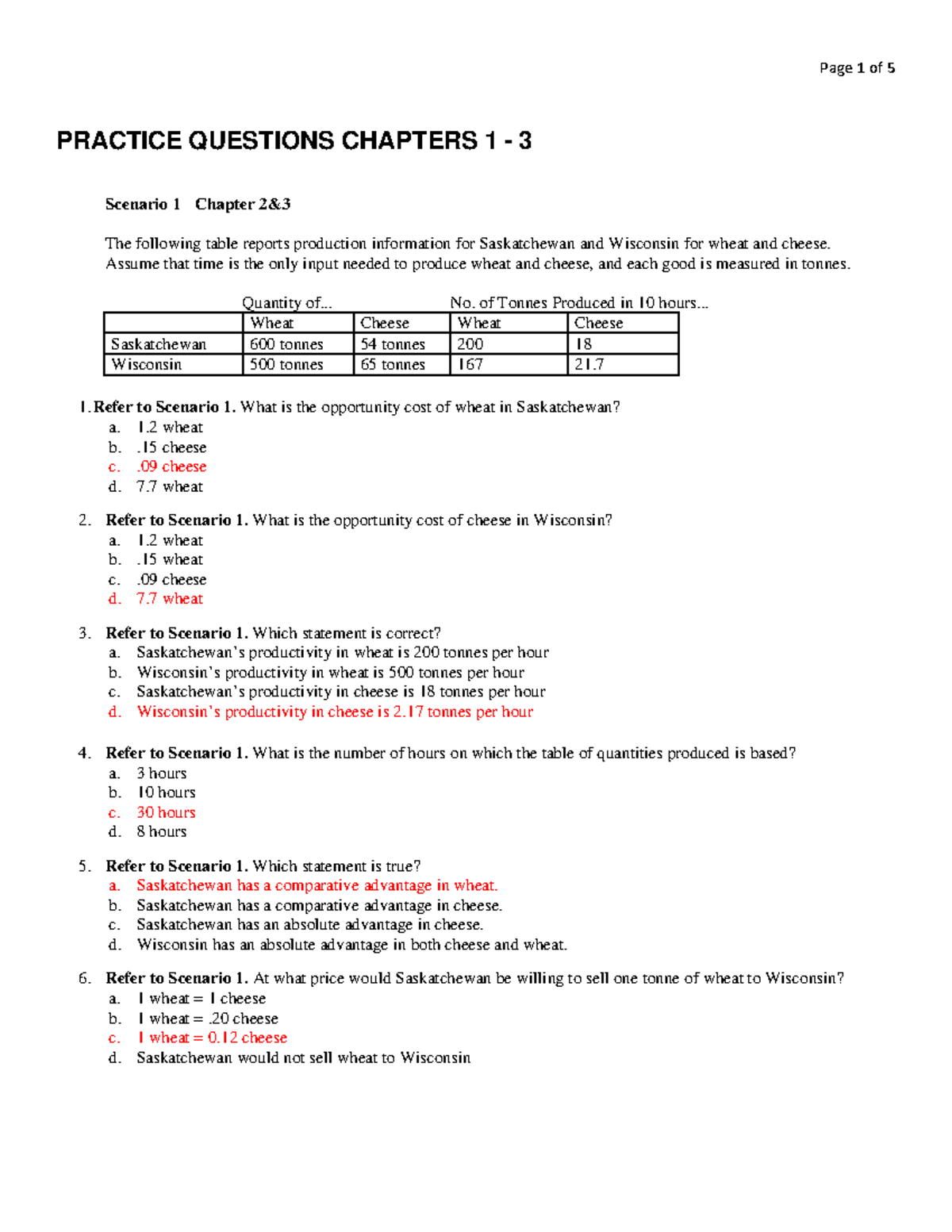 Practice Questions CH 1-3 Solutions - PRACTICE QUESTIONS CHAPTERS 1 - 3 ...