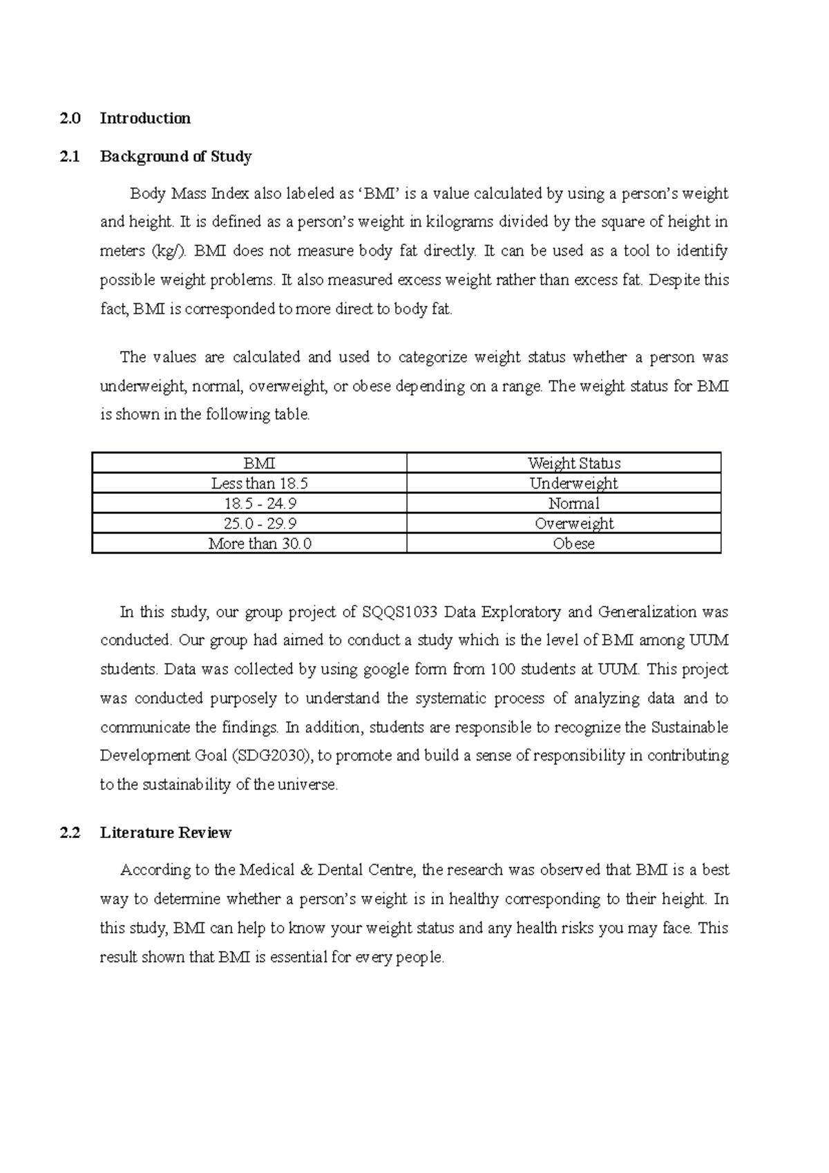Intro - 2 Introduction 2 Background of Study Body Mass Index also ...