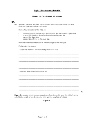 Topic 4 Assessment Booklet - Topic 4 Assessment Booklet Marks = 164 ...