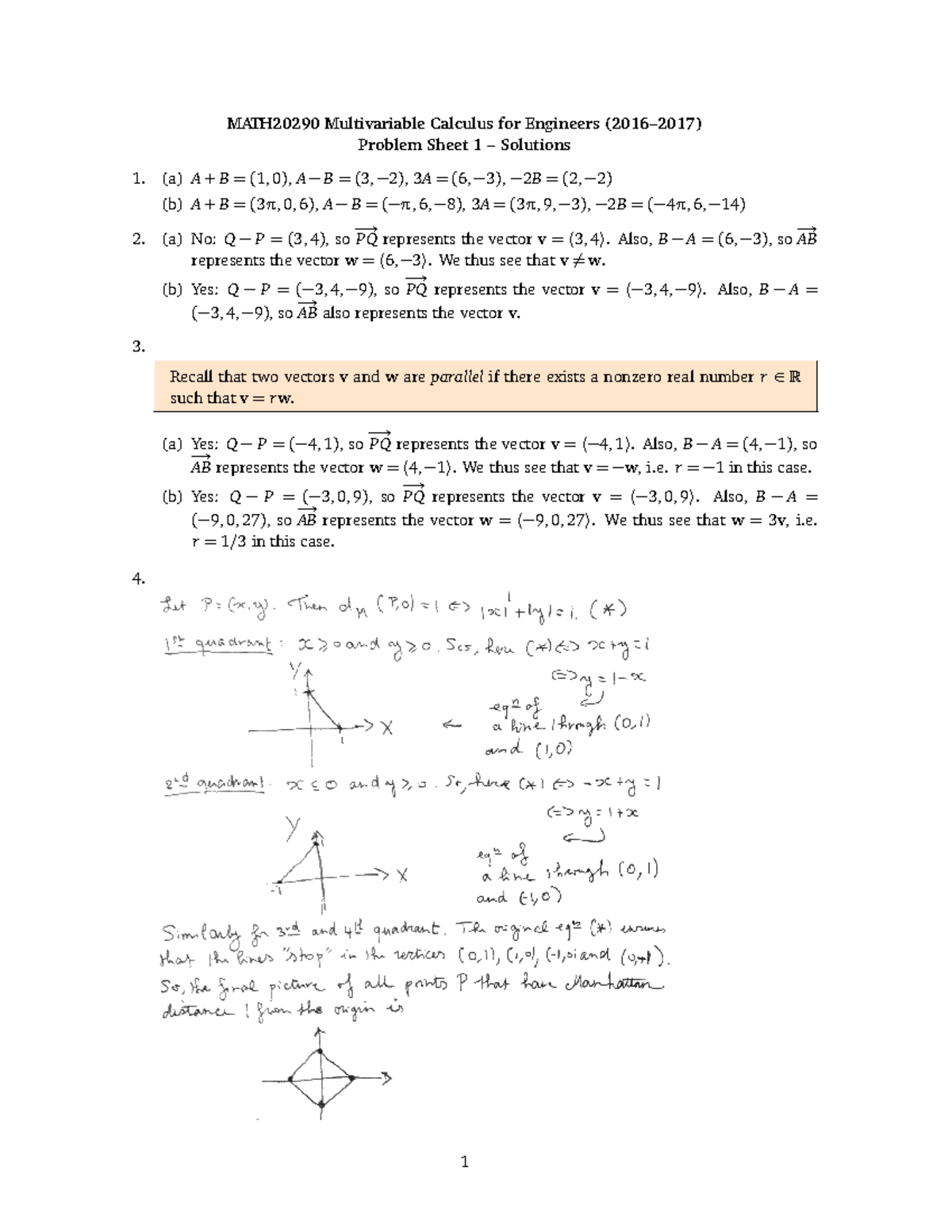 Math290 Solutions 1 Vector Calculus Introduction Ucd Studocu