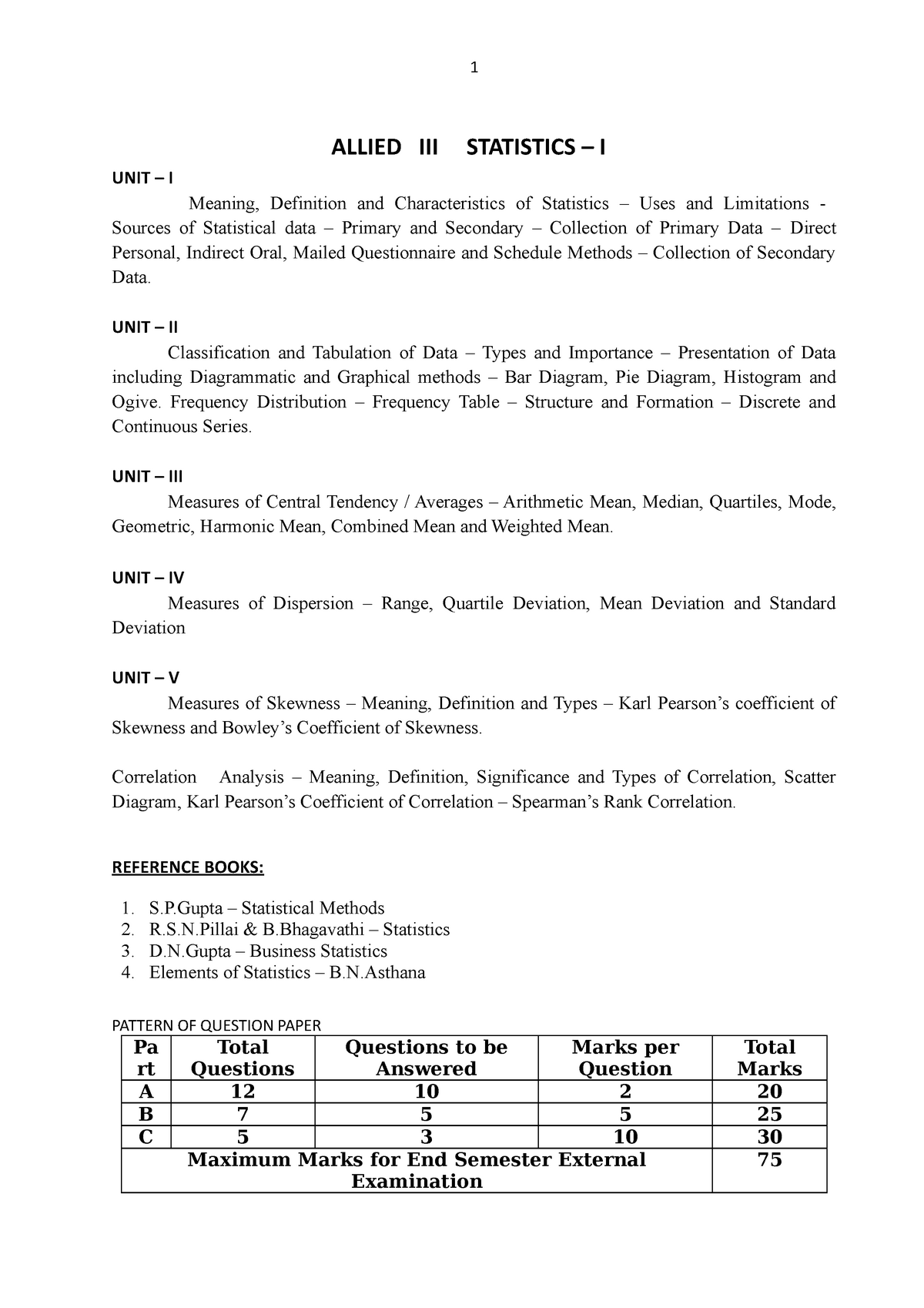 8 Statistics Question Bank Allied Iii Statistics I Unit I Meaning Definition And Studocu