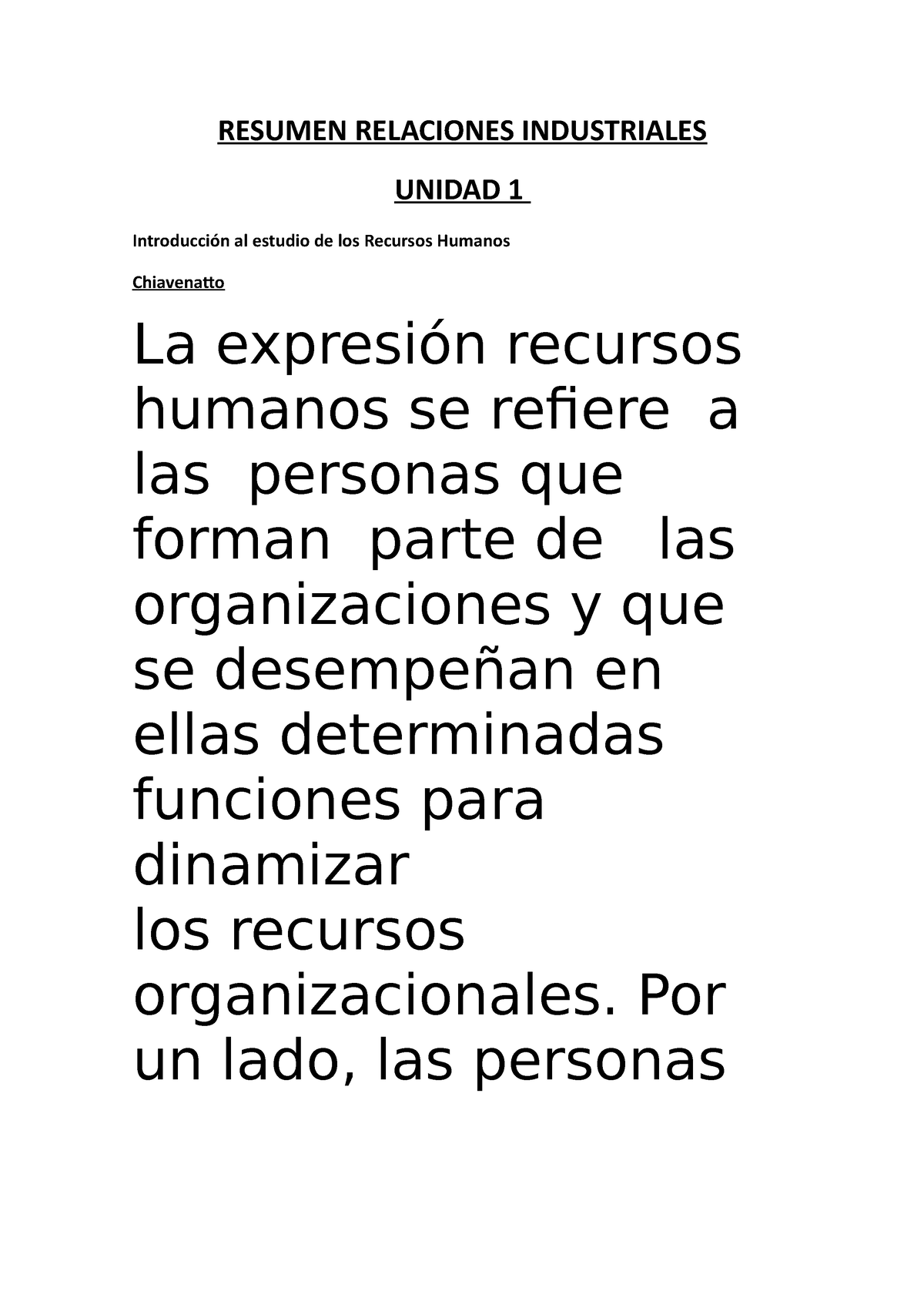 Resumen Relaciones Industriales Resumen Relaciones Industriales Unidad 1 Introducción Al 8693