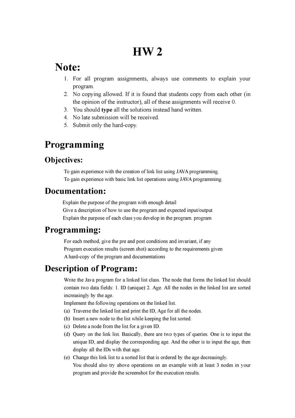 data structures homework